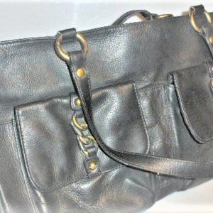 Wilson's LEATHER PURSE Vintage Leather Purse LARGE Handbag BIG BUCKLE